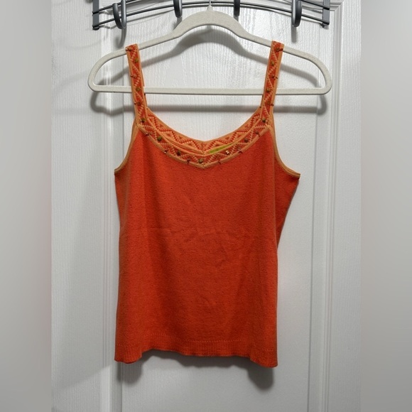 Vintage Y2K Sigrid Olsen Babydoll camisoleTank Top Silk Cotton Embellished M - Picture 1 of 13